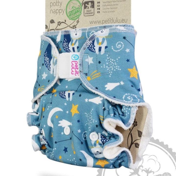 Petit Lulu Maxi Night Nappy Fluffy Organic Velcro-Fitted Nappy-Petit Lulu-Faddy Panda-The Nappy Market