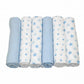MuslinZ 6 Pack Muslin Squares 70cm Various Patterns (PREORDER - Shipping 15th Jan)-Flat Nappy-MuslinZ-Blue Star-The Nappy Market