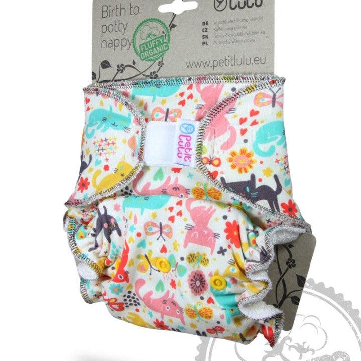 Petit Lulu Maxi Night Nappy Fluffy Organic Velcro-Fitted Nappy-Petit Lulu-Faddy Panda-The Nappy Market