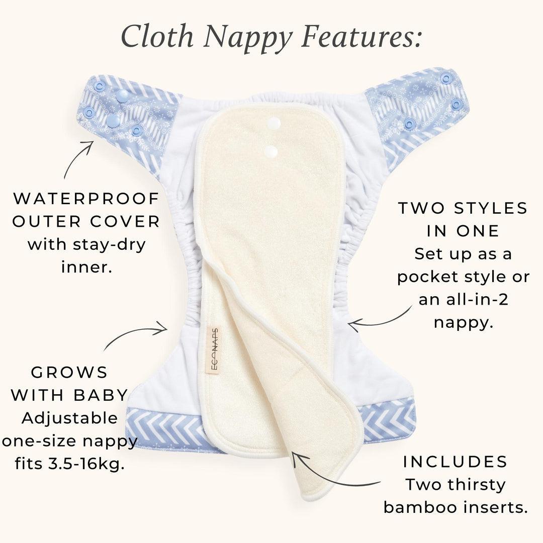 EcoNaps Snap in Pocket Nappy-Snap in with Pocket-EcoNaps-Desset Cactus-The Nappy Market