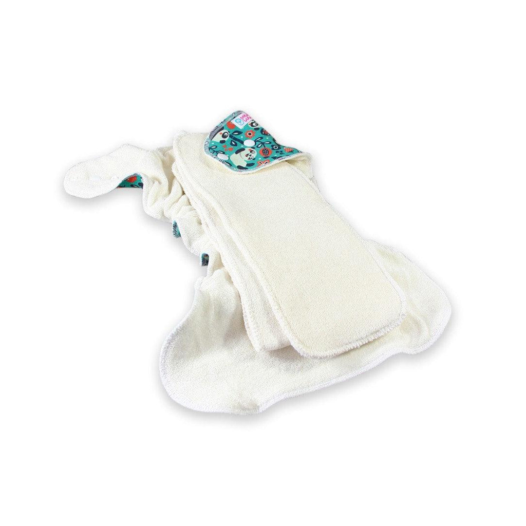 Petit Lulu Maxi Night Nappy Fluffy Organic Snaps-Fitted Nappy-Petit Lulu-Faddy Panda-The Nappy Market