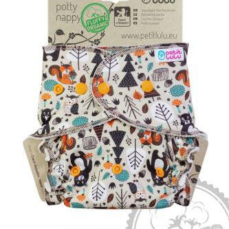 Petit Lulu Maxi Night Nappy Fluffy Organic Snaps-Fitted Nappy-Petit Lulu-Forest Friends-The Nappy Market