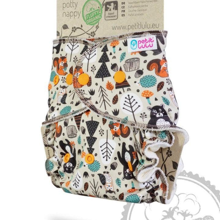 Petit Lulu Maxi Night Nappy Fluffy Organic Snaps-Fitted Nappy-Petit Lulu-Faddy Panda-The Nappy Market