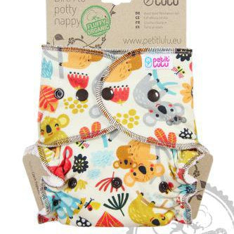 Petit Lulu Maxi Night Nappy Fluffy Organic Snaps-Fitted Nappy-Petit Lulu-Frisky Koalas-The Nappy Market