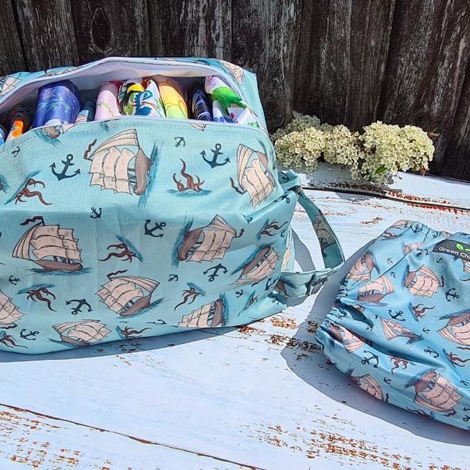 Green Cheeks Large Nappy Wet Bag Pod-Wet Bag-Green Cheeks-Squiddling Around-The Nappy Market