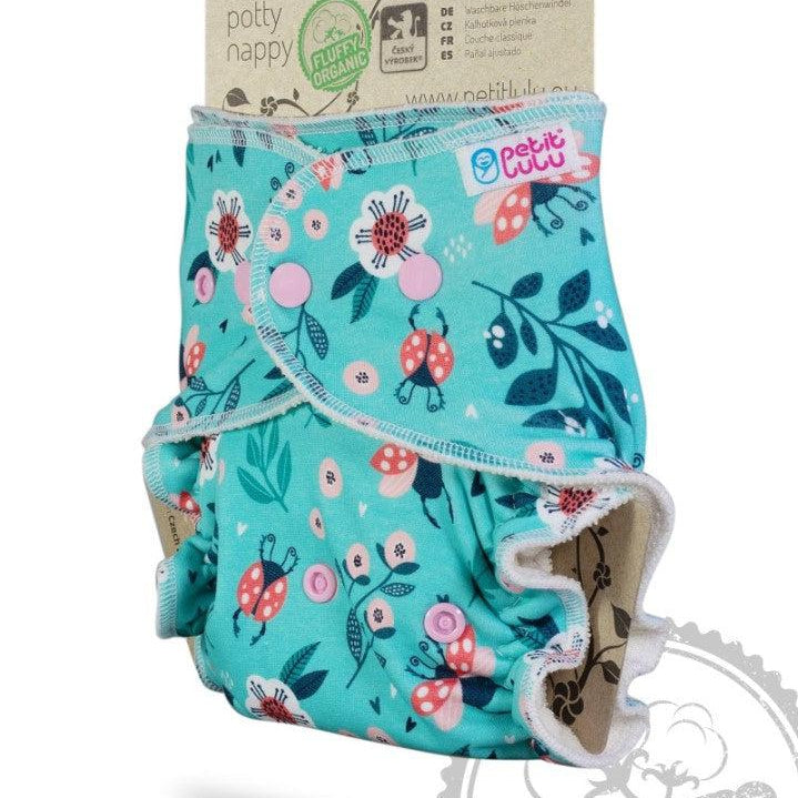 Petit Lulu Maxi Night Nappy Fluffy Organic Snaps-Fitted Nappy-Petit Lulu-Faddy Panda-The Nappy Market