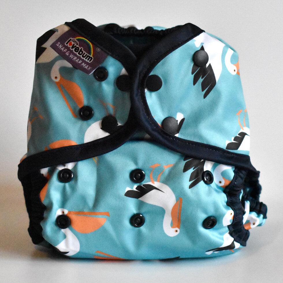 Little Lovebum Snap and Wrap Max Nappy Cover 10-40lbs-Wrap-Little Love Bum-Pelican-The Nappy Market