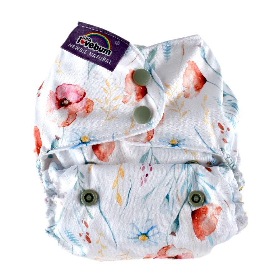 Little Lovebum - Newbie Natural Organic All-in-One Newborn Nappy-All In One Nappy-Little Love Bum-Poppy-The Nappy Market