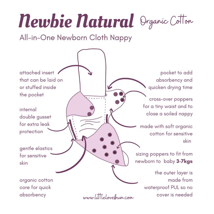 Little Lovebum - Newbie Natural Organic All-in-One Newborn Nappy-All in One Nappy-Little Love Bum-A New Dawn-The Nappy Market