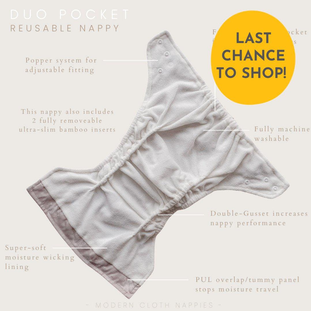 Modern Cloth Nappies Duo Pocket Nappy Ditsy Daisy-Pocket Nappy-Modern Cloth Nappies-The Nappy Market