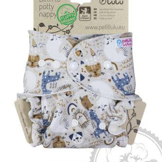 Petit Lulu Maxi Night Nappy Fluffy Organic Snaps-Fitted Nappy-Petit Lulu-Siesta in the Zoo-The Nappy Market