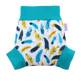 Petit Lulu Pull Up Nappy Cover XXL-Wrap-Petit Lulu-Turquoise Feathers-The Nappy Market