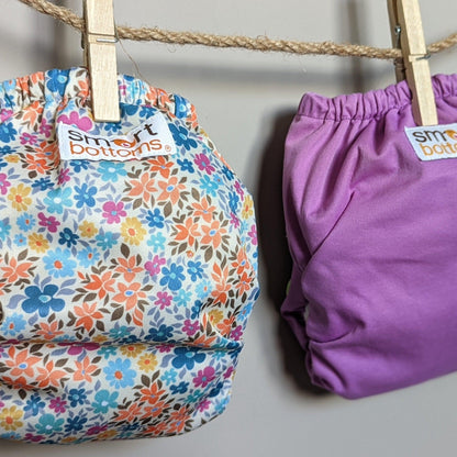 Smart Bottoms Organic 3.1All in One Cloth Nappy (set)-All In One Nappy-Smart Bottoms-Purple Floral-The Nappy Market