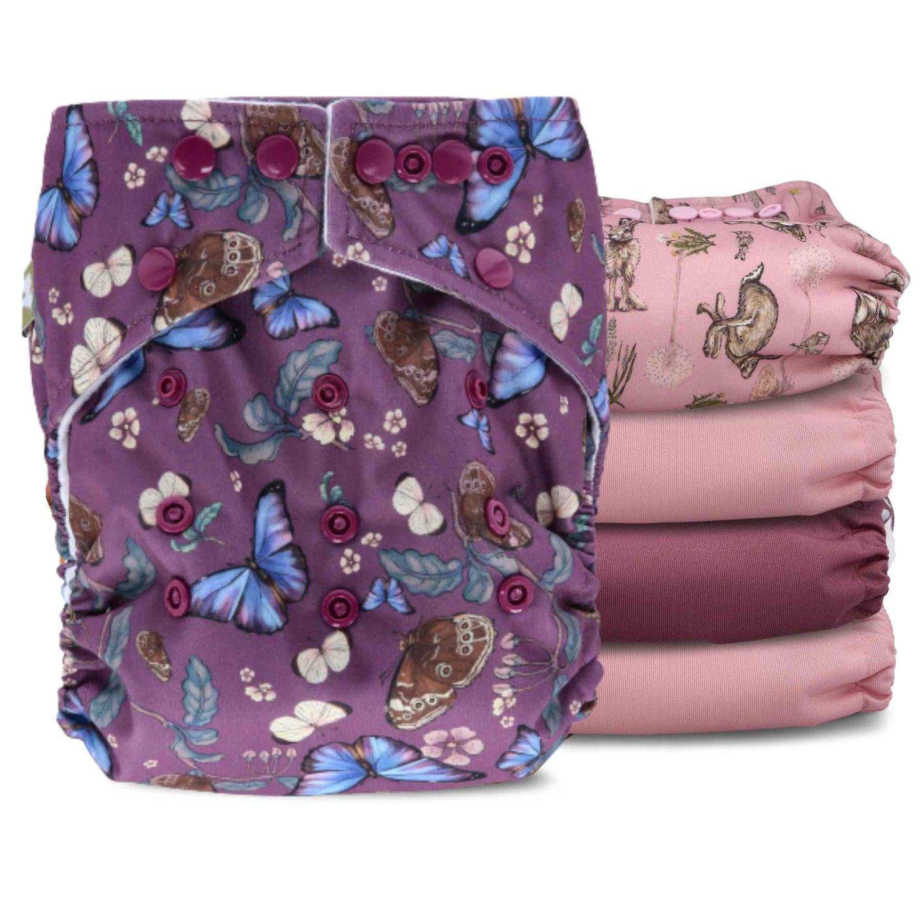 Little Lamb 5 Pack Pocket Nappy Set - One Size-Pocket Nappy-Little Lamb-Girl Mix Pattern-The Nappy Market