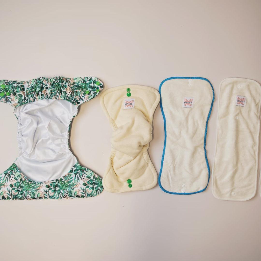 Alcmena V3.5 Snap & Wipe Nappy Sets (two insert sets)-All in Two Nappy-Alcmena-Deerlightful-The Nappy Market