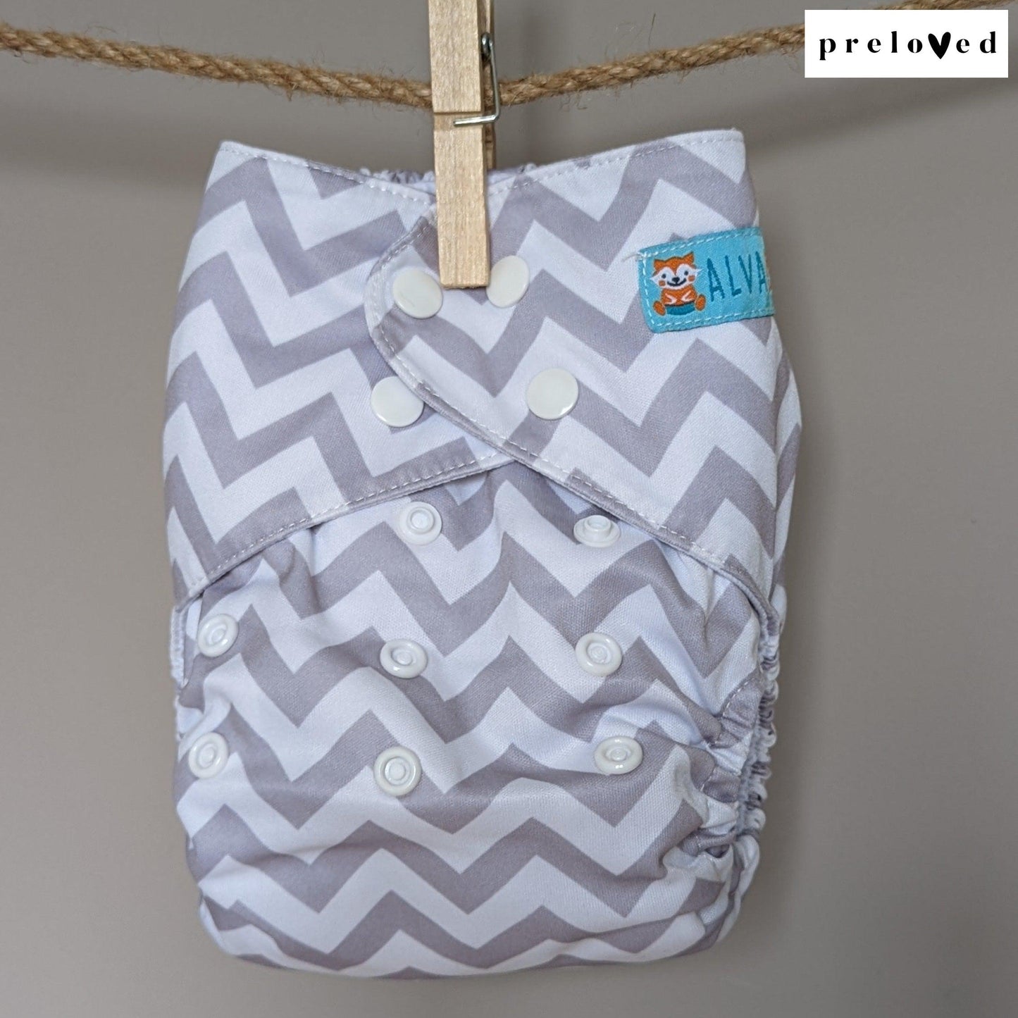 Alva Baby Pocket Nappies-Pocket Nappy-Alva Baby-Grey Waves-The Nappy Market