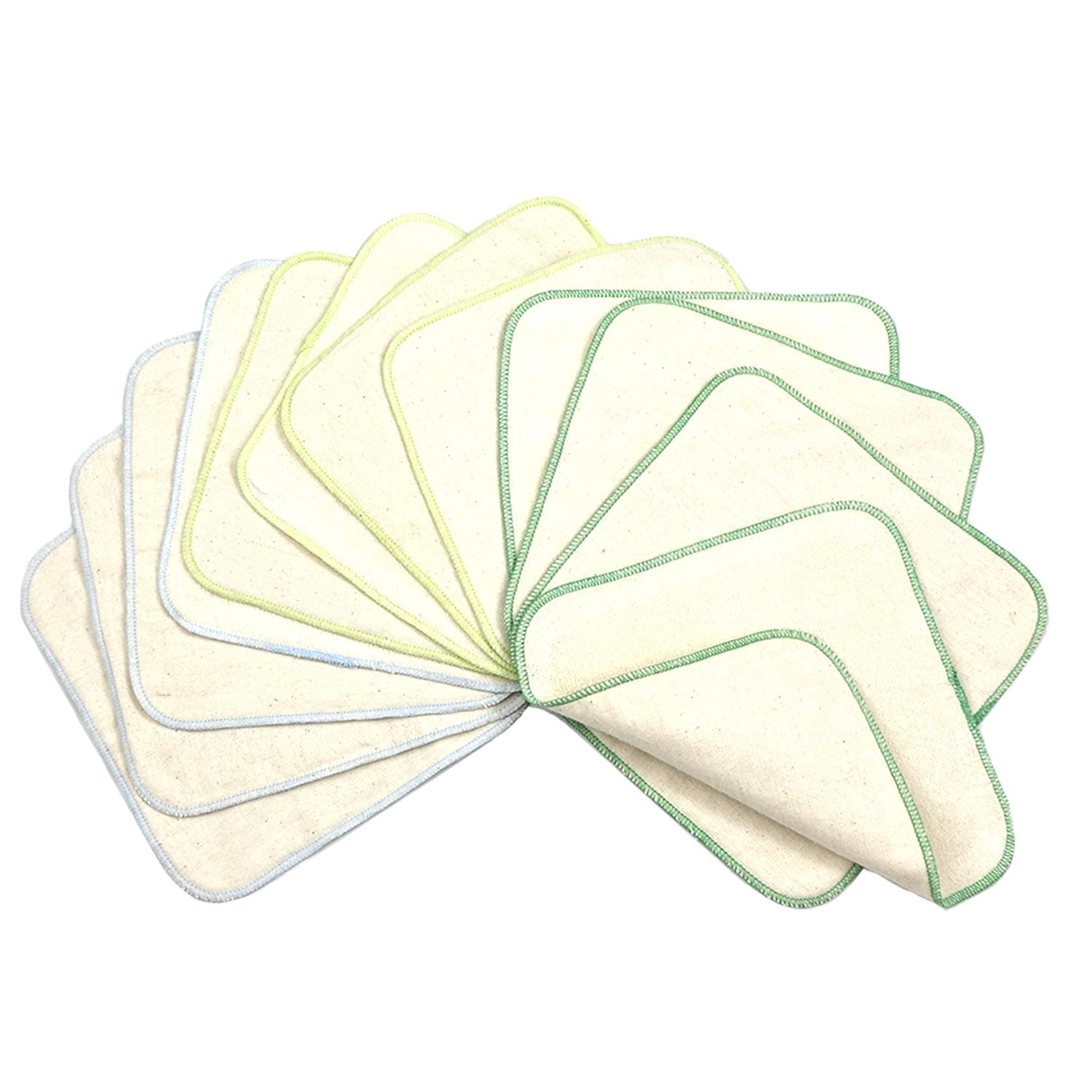 Avo & Cado Flannel Cotton Reusable Wipes - 12 Pack-Accessories-Avo & Cado-Green Edging-The Nappy Market