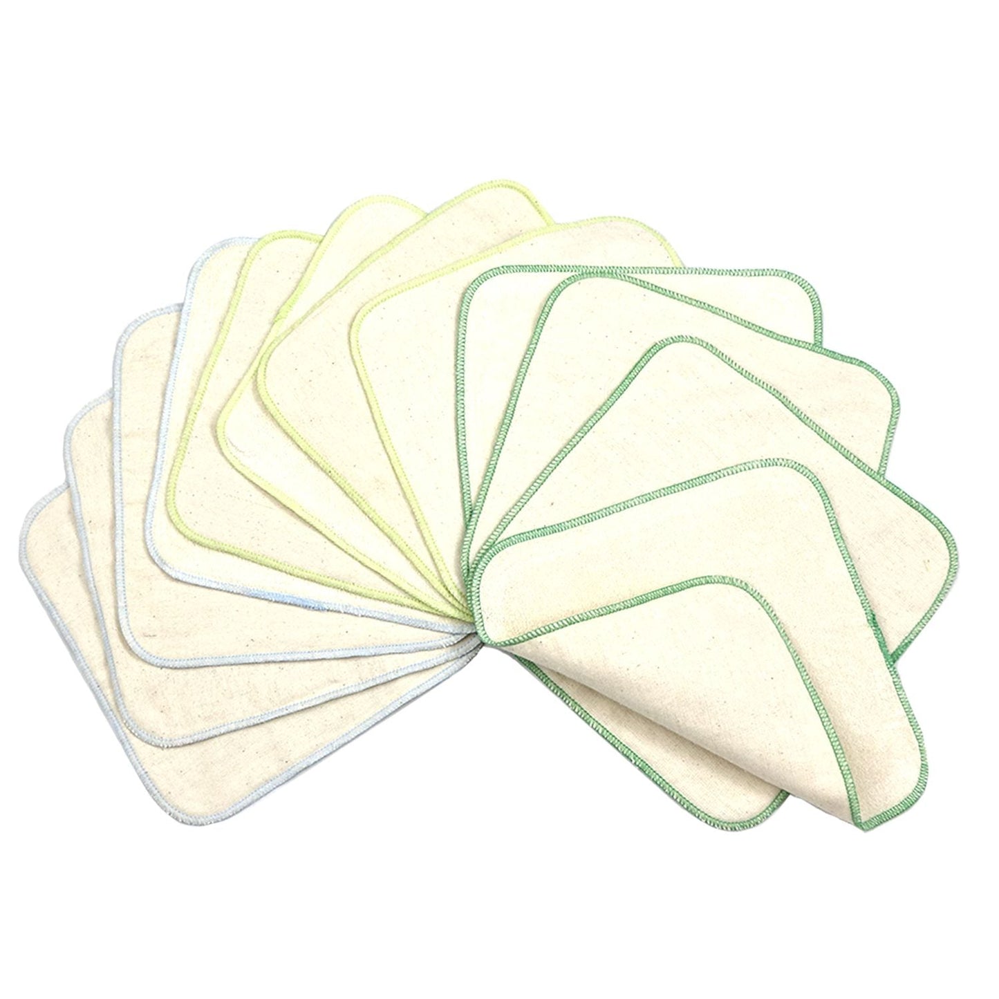 Avo & Cado Flannel Cotton Reusable Wipes - 12 Pack-Accessories-Avo & Cado-Green Edging-The Nappy Market