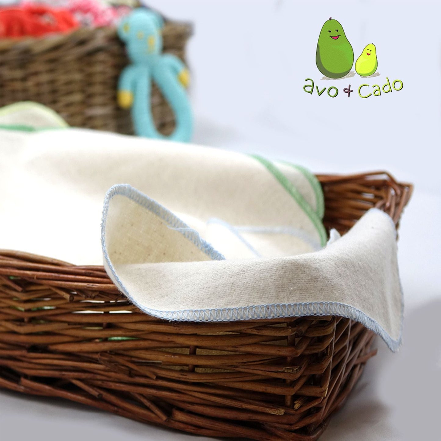 Avo & Cado - Flannel Organic Cotton Wipes - 15 pack-Accessories-Avo & Cado-Lilac Edging-The Nappy Market