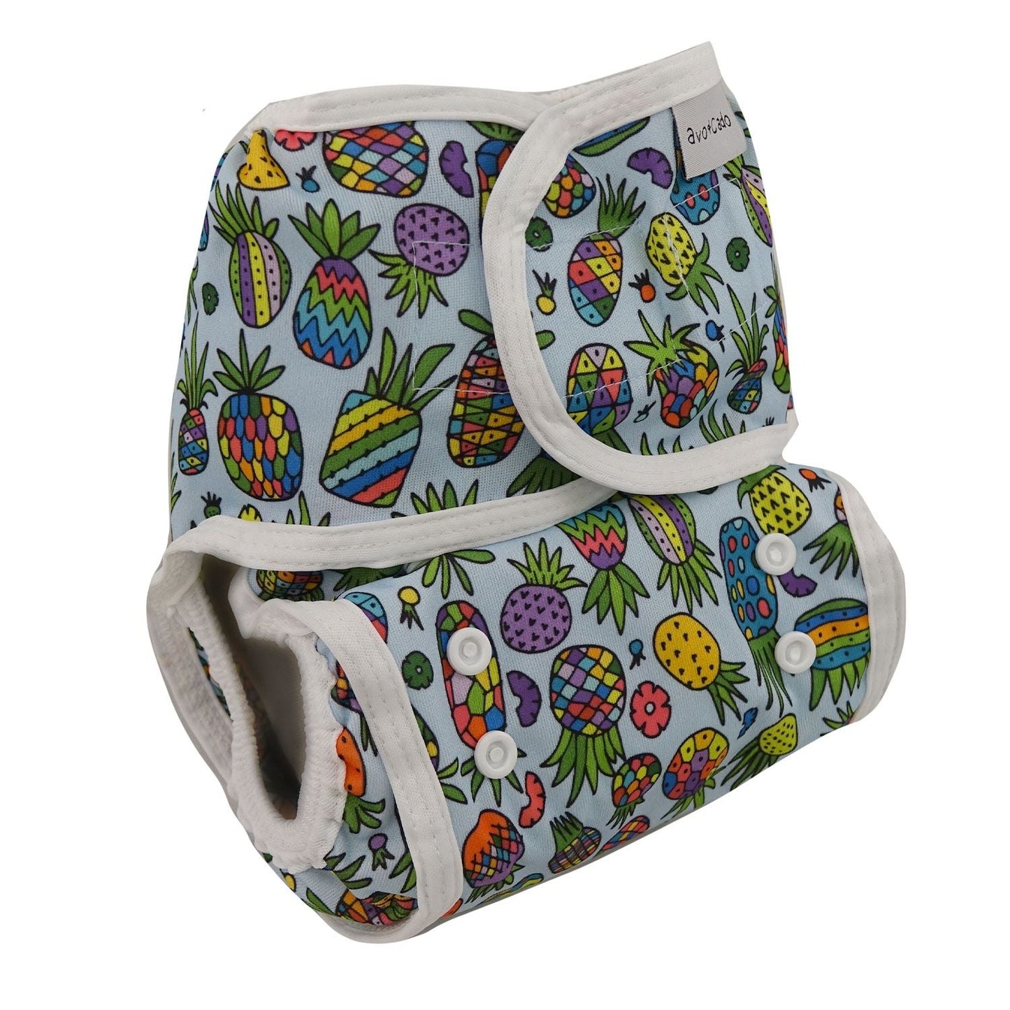 Avo & Cado Nappy Cover with Velcro-Wrap-Avo & Cado-Funky Pineapples-The Nappy Market