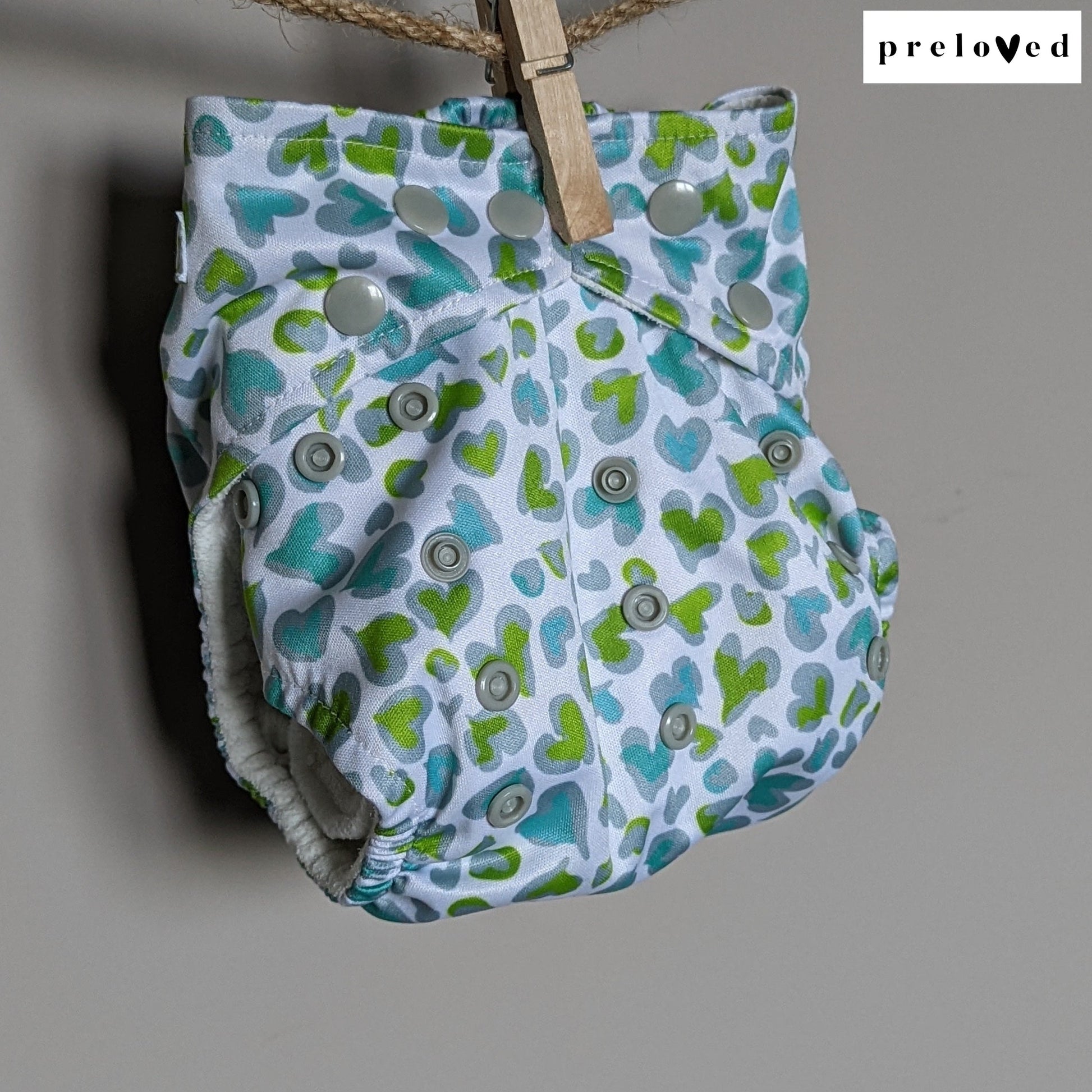 Baba & Boo Pocket Nappies (multiple patterns)-Pocket Nappy-Baba & Boo-Green hearts-The Nappy Market