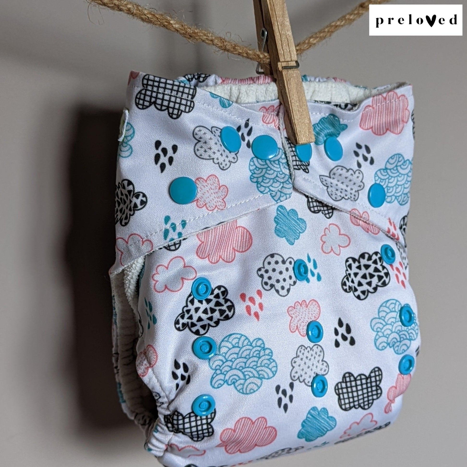 Baba & Boo Pocket Nappies (multiple patterns)-Pocket Nappy-Baba & Boo-Rain Clouds-The Nappy Market