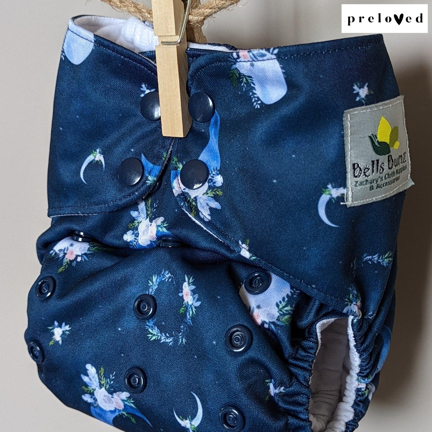 Bells Bumz Junior Pocket Nappy-Pocket Nappy-Bells Bumz-Moon & Flowers-The Nappy Market