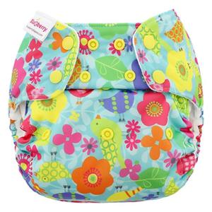 Blueberry Simplex Organic Cotton All in One Nappy-All In One Nappy-Blueberry-Rainforest Birds-The Nappy Market