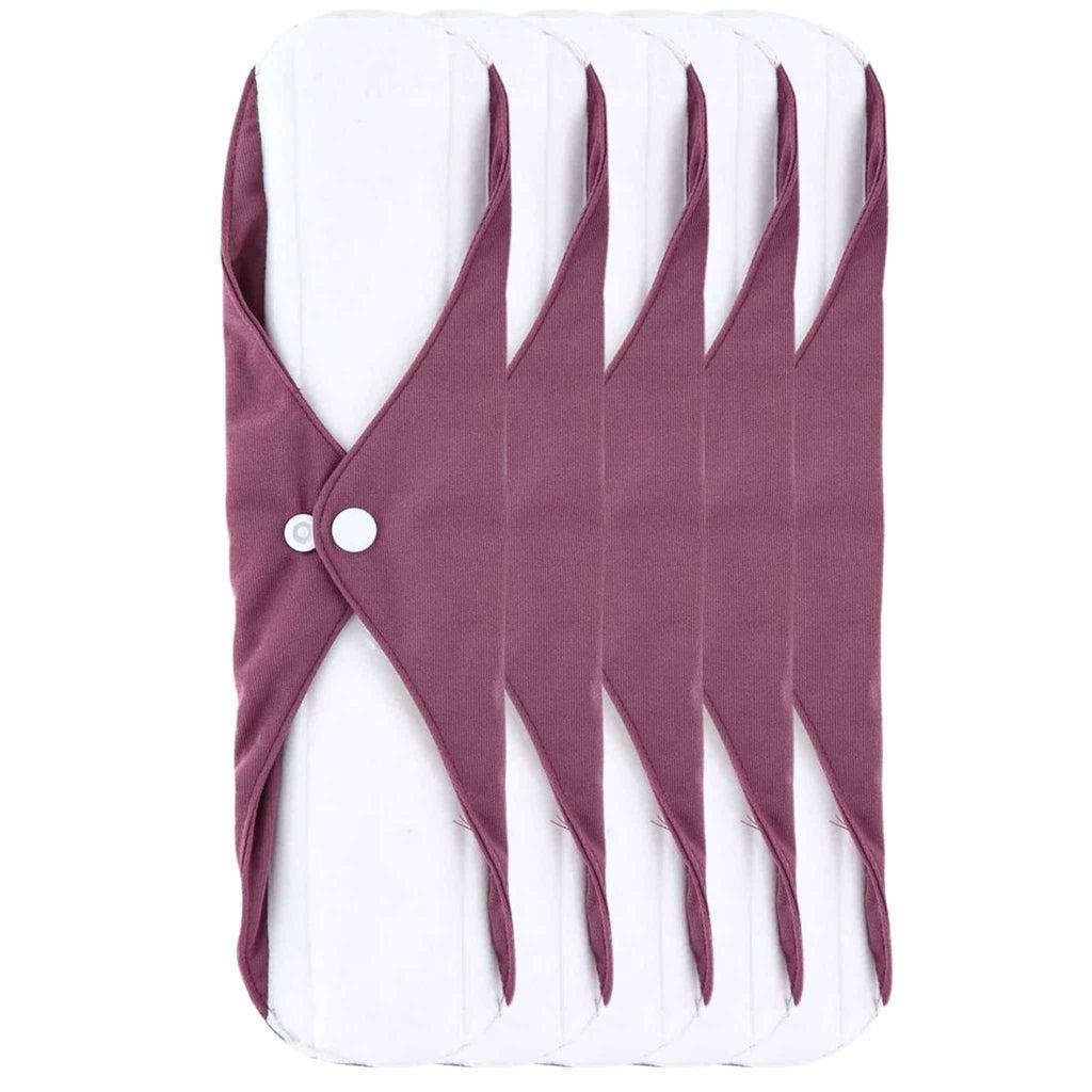 Little Lamb Cloth Sanitary Night Pad Aubergine-Cloth Sanitary Pads-Little Lamb-Pack of 5-The Nappy Market