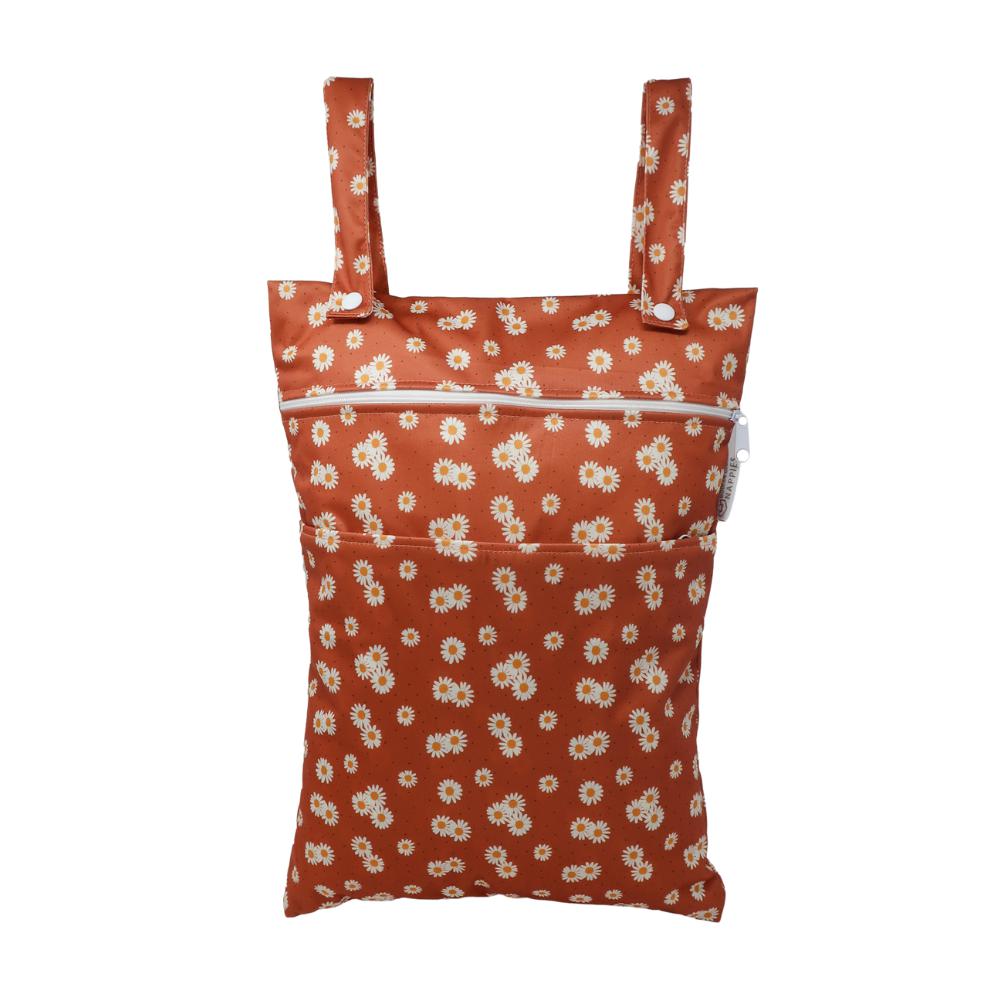 Modern Cloth Nappy Out and About Double Pocket Wet Bag Ditsy Daisy-Wet Bag-Modern Cloth Nappy-The Nappy Market