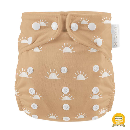 Modern Cloth Nappy Pearl Pocker All in One Nappy Sunnies-All In One Nappy-Modern Cloth Nappy-Camel with White-The Nappy Market