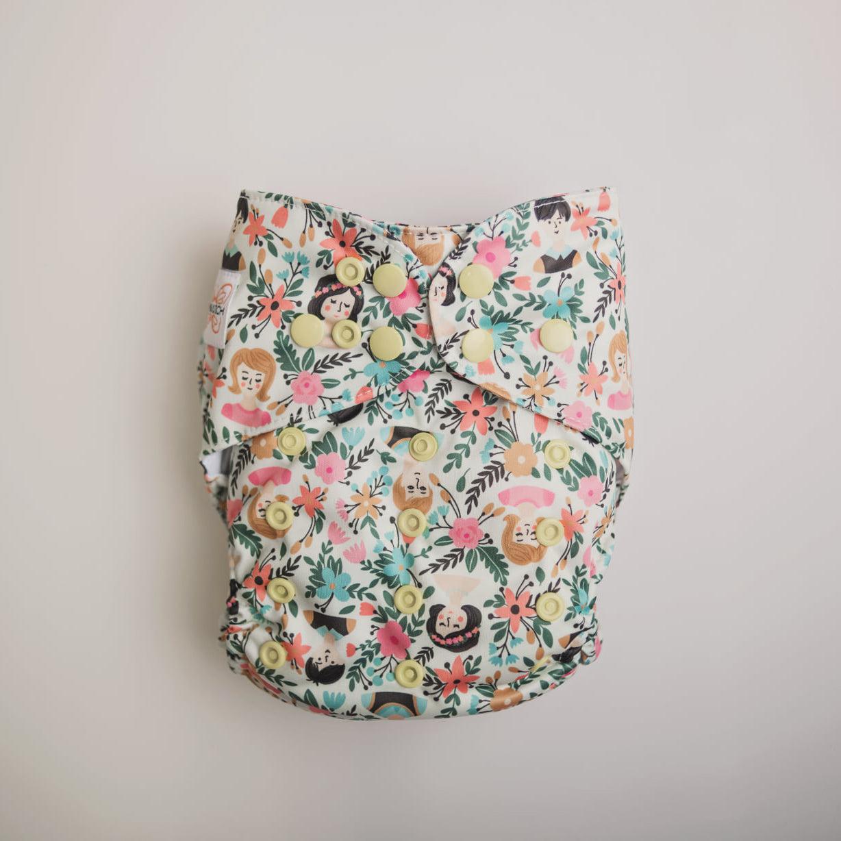 Monarch Ultimate Wipeable Nappy Set Flora Familia-All in Two Nappy-Monarch-Flora Familia-The Nappy Market