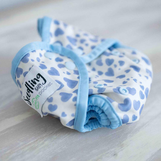 Seedling Baby Mini-Fit Pocket Nappy for Newborn-Pocket Nappy-Seedling Baby-Blue Hearts-The Nappy Market