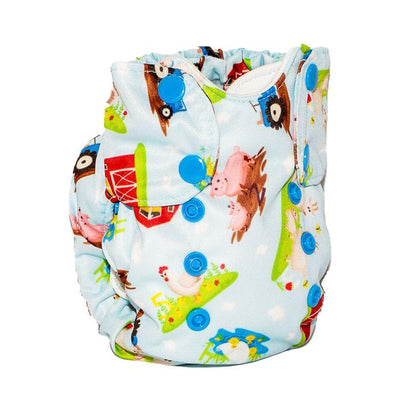 Smart Bottoms Born Smart 2.0 Newborn Cloth Nappy-All In One Nappy-Smart Bottoms-Barnyard Babies-The Nappy Market