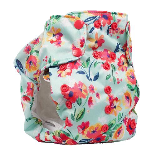 Smart Bottoms - Dream Diaper 2.0 - All in One Organic Cloth Nappy-All in Two Nappy-Smart Bottoms-Aqua Floral-The Nappy Market