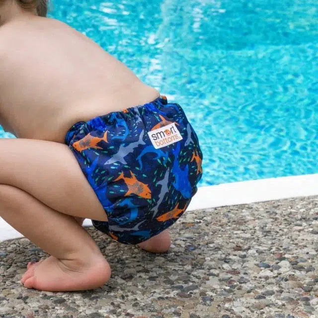 Smart Bottoms Lil Swimmers Swim Nappy - Large 30-50lbs-Swim Nappy-Smart Bottoms-Aqua Floral-The Nappy Market