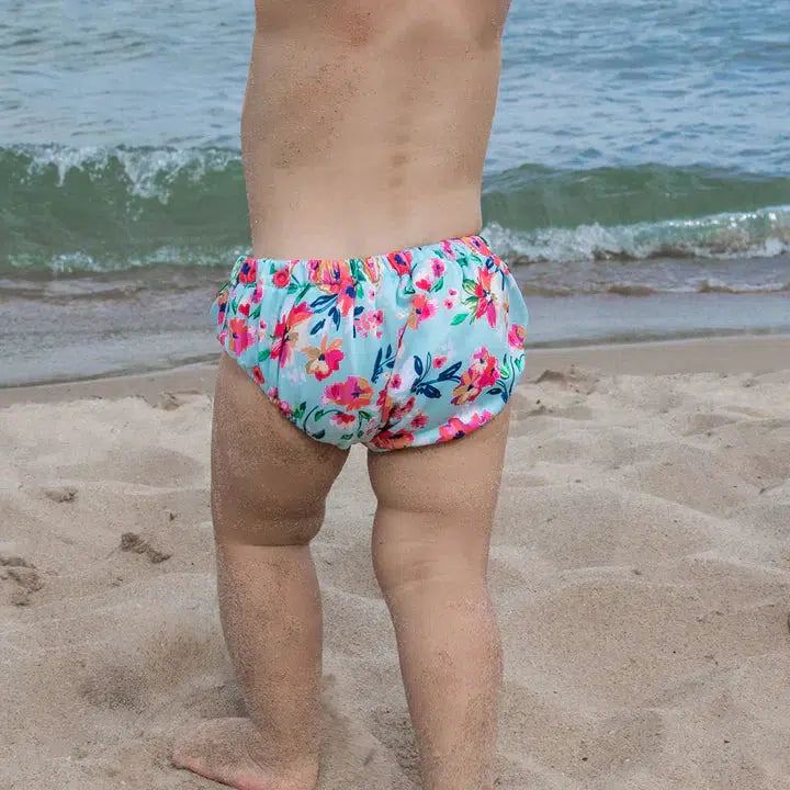 Smart Bottoms Lil Swimmers Swim Nappy - Small 16-30lbs-Swim Nappy-Smart Bottoms-Aqua Floral-The Nappy Market