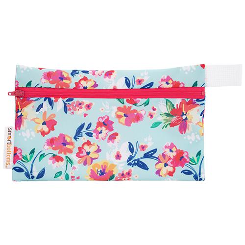 Smart Bottoms Mini Wet Bag Wipes Pouch-Wet Bag-Smart Bottoms-Aqua Floral-The Nappy Market