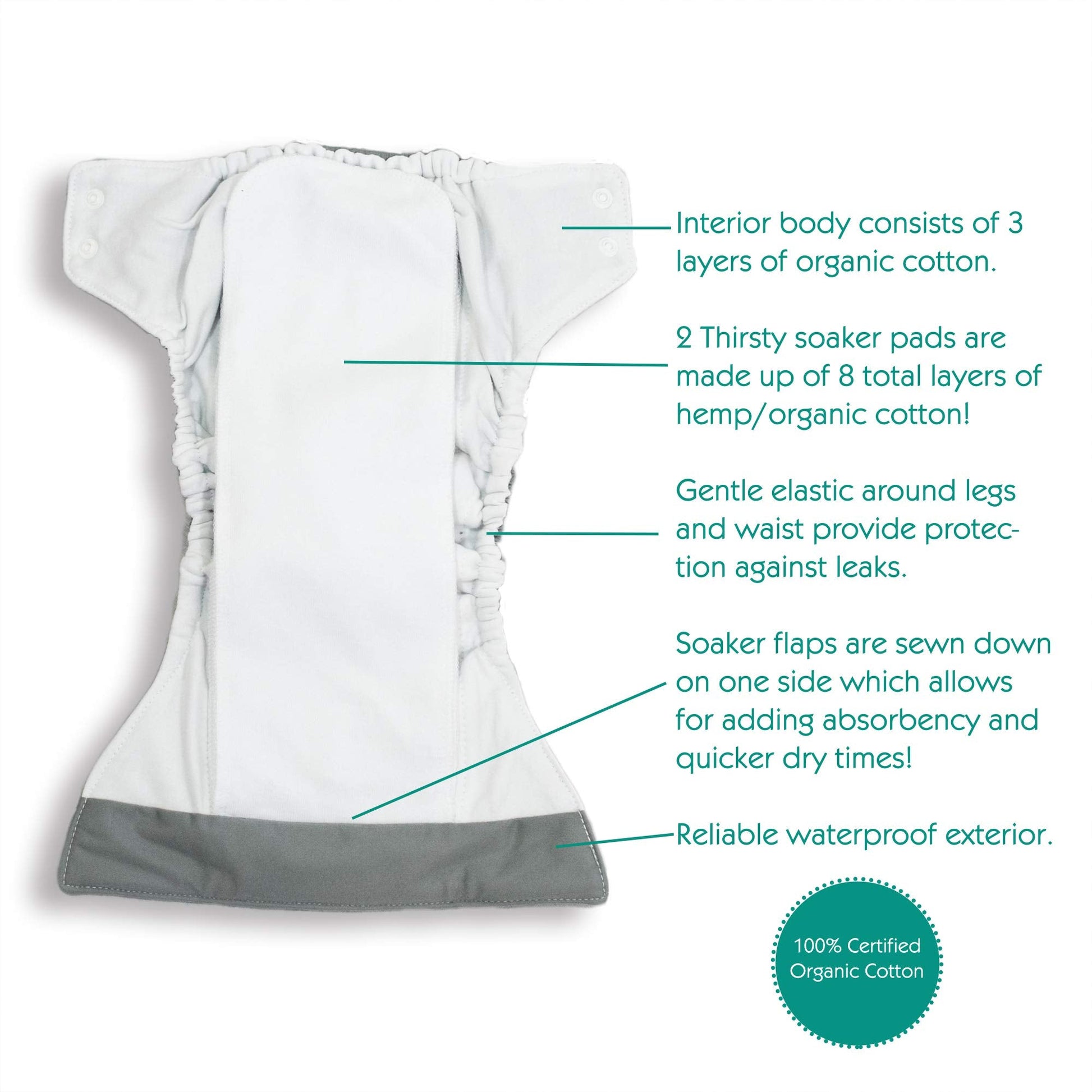 Thirsties Natural All in One Cloth Nappy - Snap-All in One Nappy-Thirsties-Alice Brights-The Nappy Market